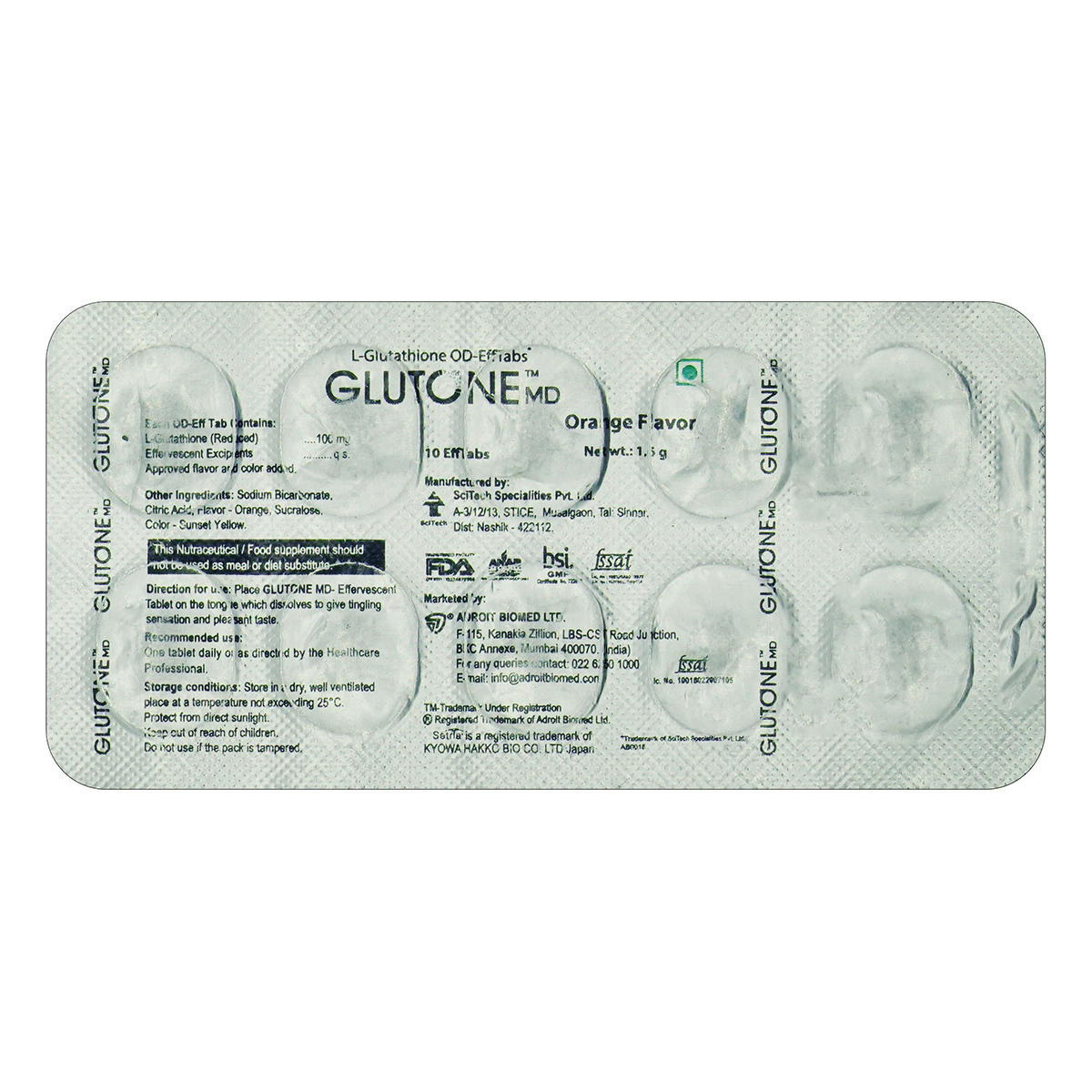 Glutone MD Orange Flav Tablet 10's, Pack of 10 TABLETS Glutone MD Orange Flav Tablet 10's, Pack of 10 TABLETS