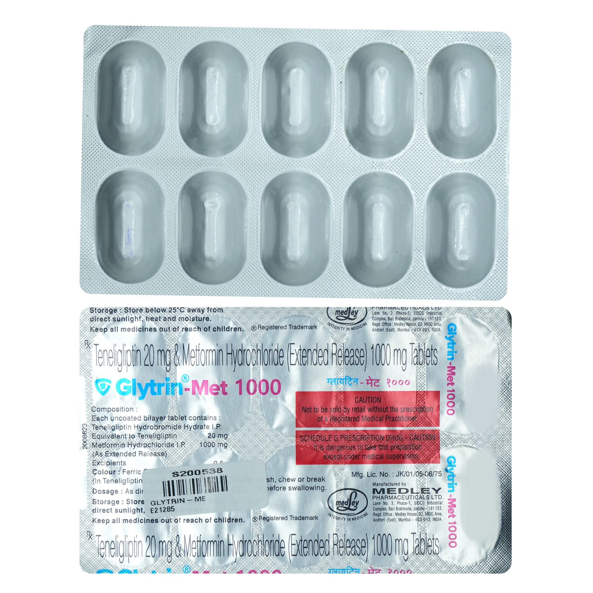 Glytrin-Met 1000 Tablet 10's, Pack of 10 TABLETS Glytrin-Met 1000 Tablet 10's, Pack of 10 TABLETS