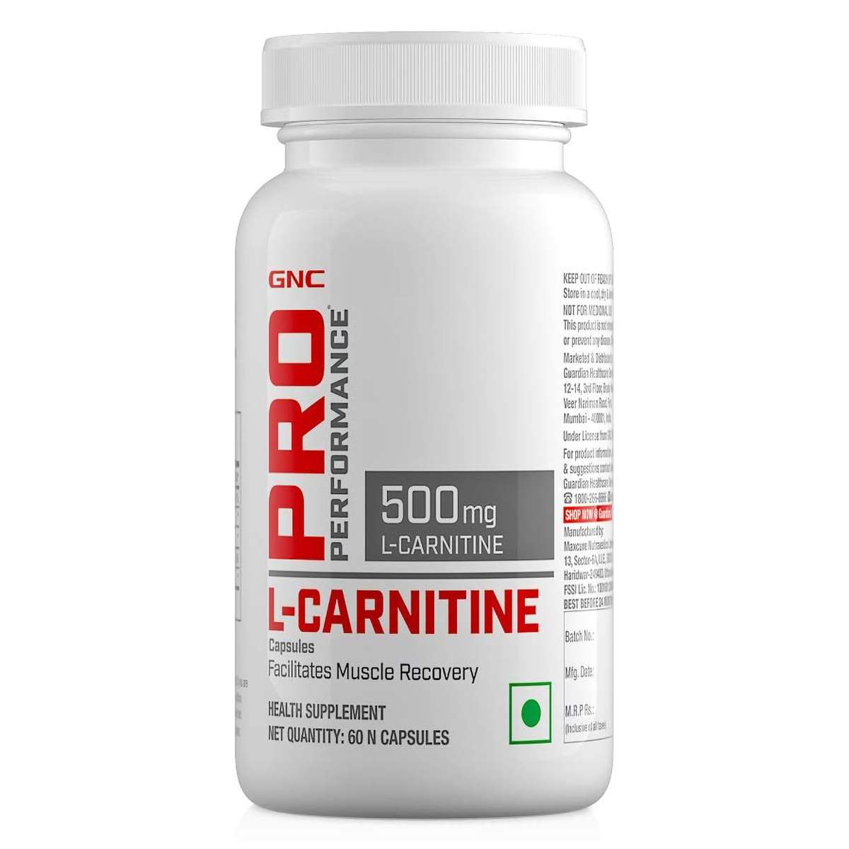 GNC PRO Performance L-Carnitine 500 mg, 60 Capsules, Pack of 1 GNC PRO Performance L-Carnitine 500 mg, 60 Capsules, Pack of 1
