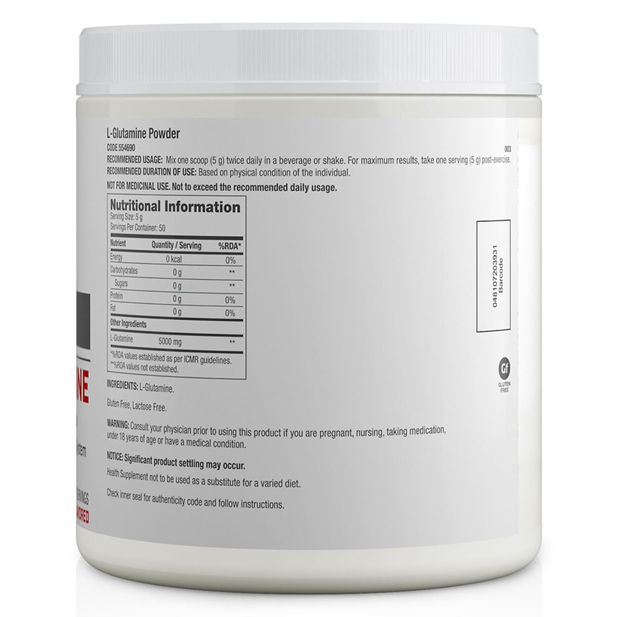 GNC PRO Performance L-Glutamine 5000 mg Unflavored Powder, 250 gm, Pack of 1 GNC PRO Performance L-Glutamine 5000 mg Unflavored Powder, 250 gm, Pack of 1