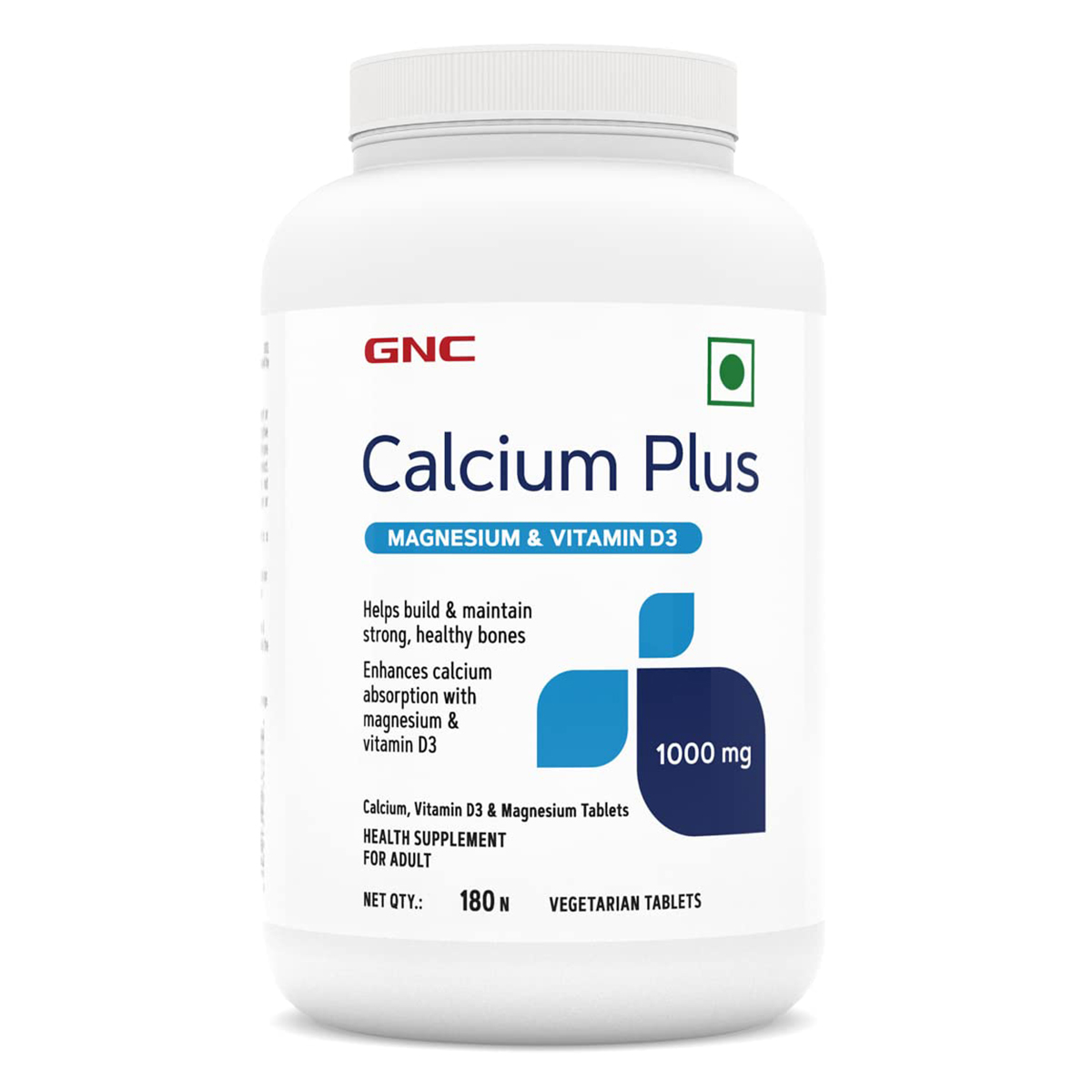 GNC Calcium Plus 1000 mg with Magnesium & Vitamin D3, 180 Tablets, Pack of 1 GNC Calcium Plus 1000 mg with Magnesium & Vitamin D3, 180 Tablets, Pack of 1
