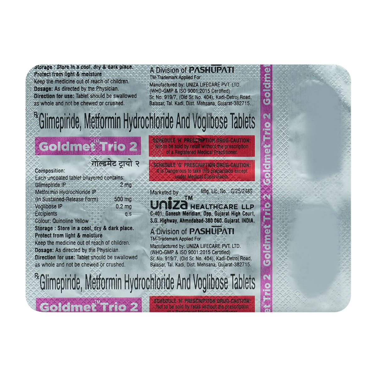 Goldmet Trio 2 Tablet 10's, Pack of 10 TabletS Goldmet Trio 2 Tablet 10's, Pack of 10 TabletS