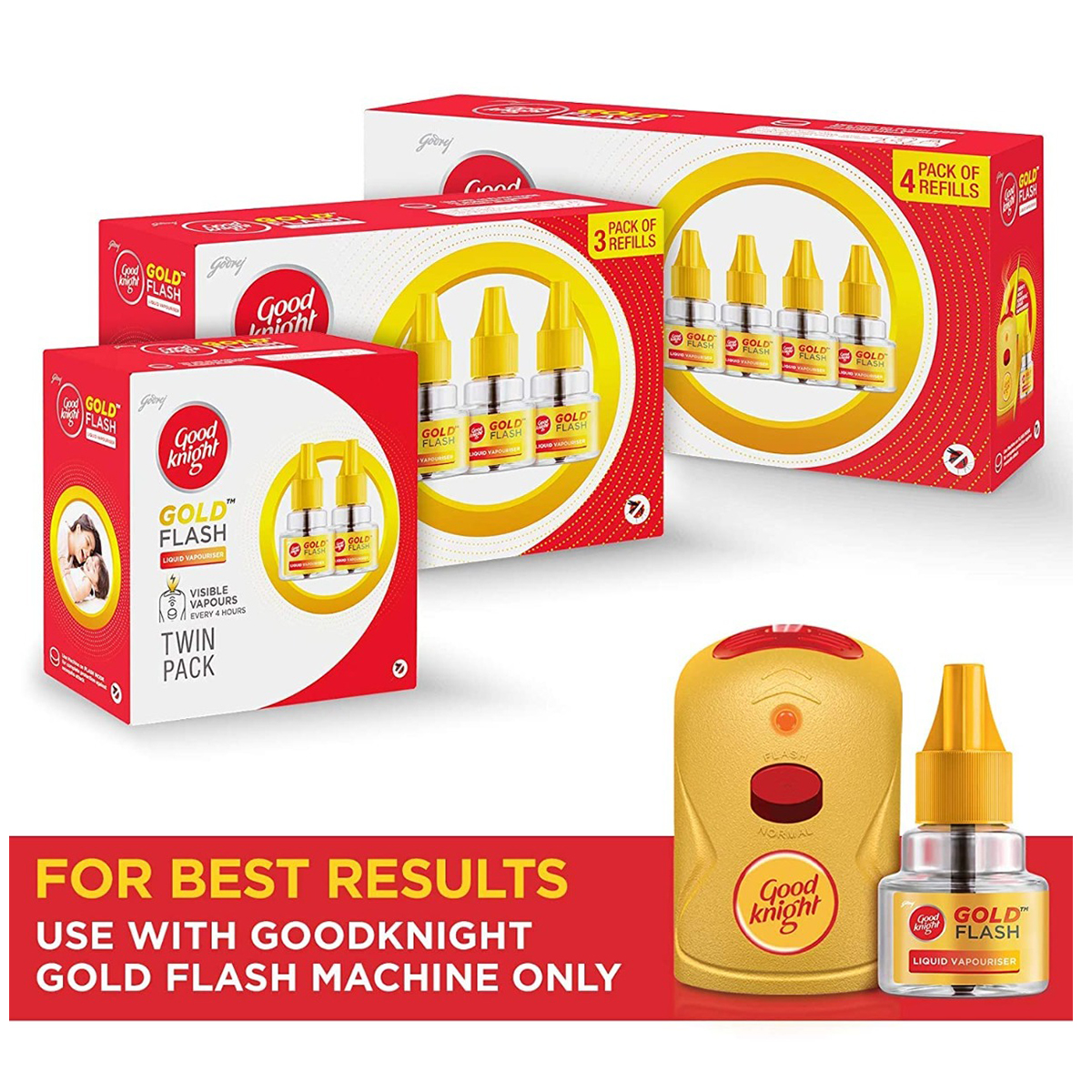 Good Knight Gold Flash Liquid Vapouriser, 90 ml (2x45 ml), Pack of 1 Good Knight Gold Flash Liquid Vapouriser, 90 ml (2x45 ml), Pack of 1
