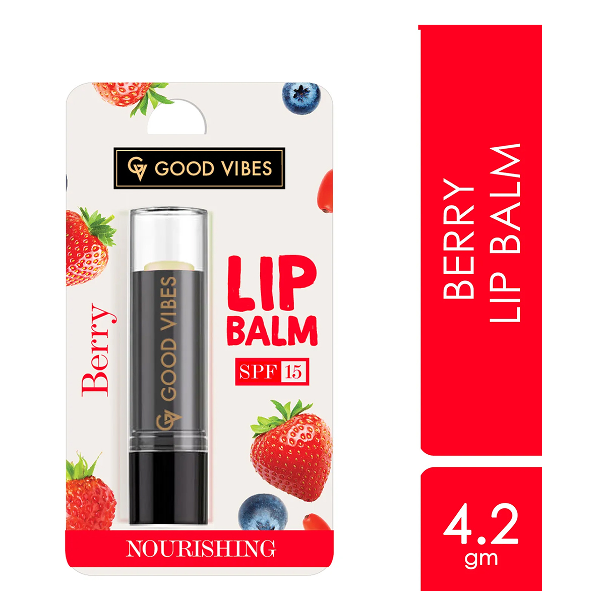 Good Vibes Berry Nourishing SPF 15 Lip Balm, 4.2 gm, Pack of 1 Good Vibes Berry Nourishing SPF 15 Lip Balm, 4.2 gm, Pack of 1