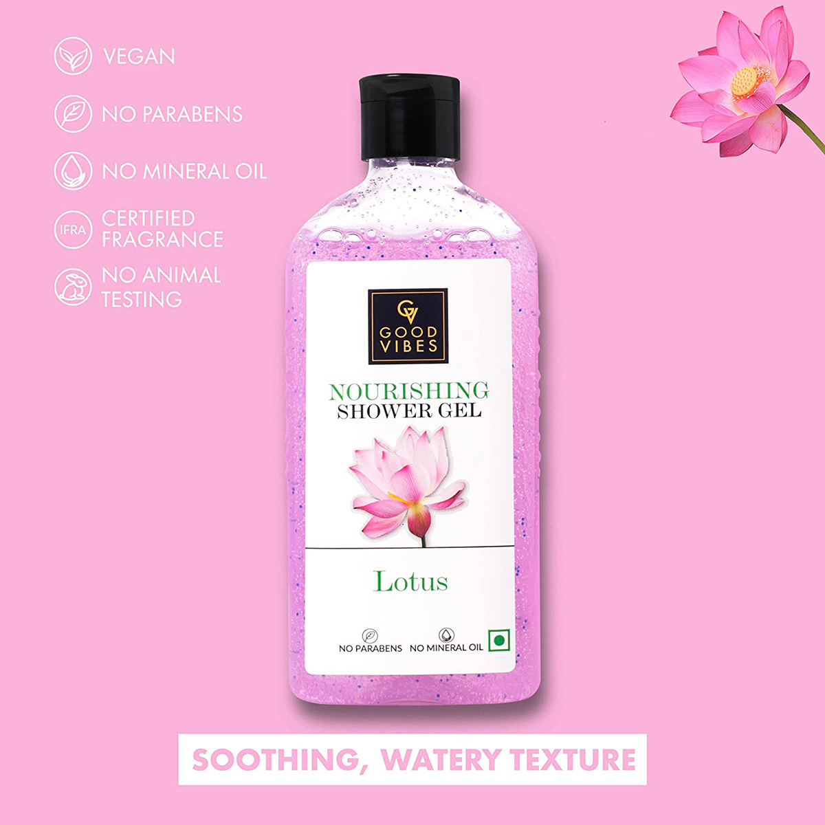 Good Vibes Lotus Nourishing Shower Gel 300 ml | Deep Cleansing | Soothes Irritation | Nourishes & Evens Skin Tone | Makes Skin Healthy & Glowing | For All Skin Type, Pack of 1 Good Vibes Lotus Nourishing Shower Gel 300 ml | Deep Cleansing | Soothes Irritation | Nourishes & Evens Skin Tone | Makes Skin Healthy & Glowing | For All Skin Type, Pack of 1
