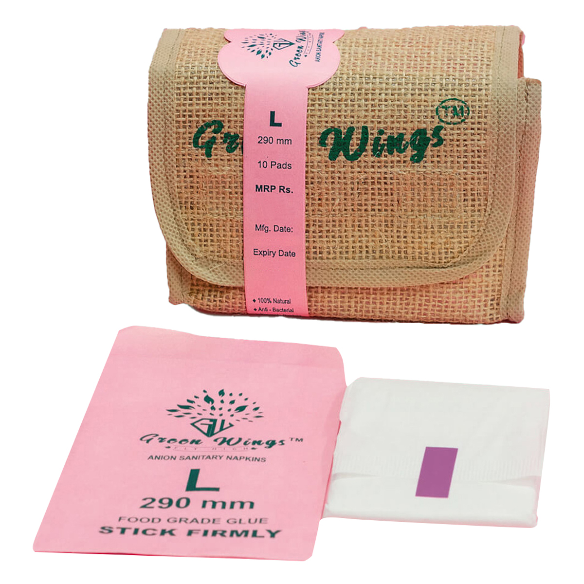 Green Wings Anion Sanitary Napkin Large, 10 Count, Pack of 1 Green Wings Anion Sanitary Napkin Large, 10 Count, Pack of 1