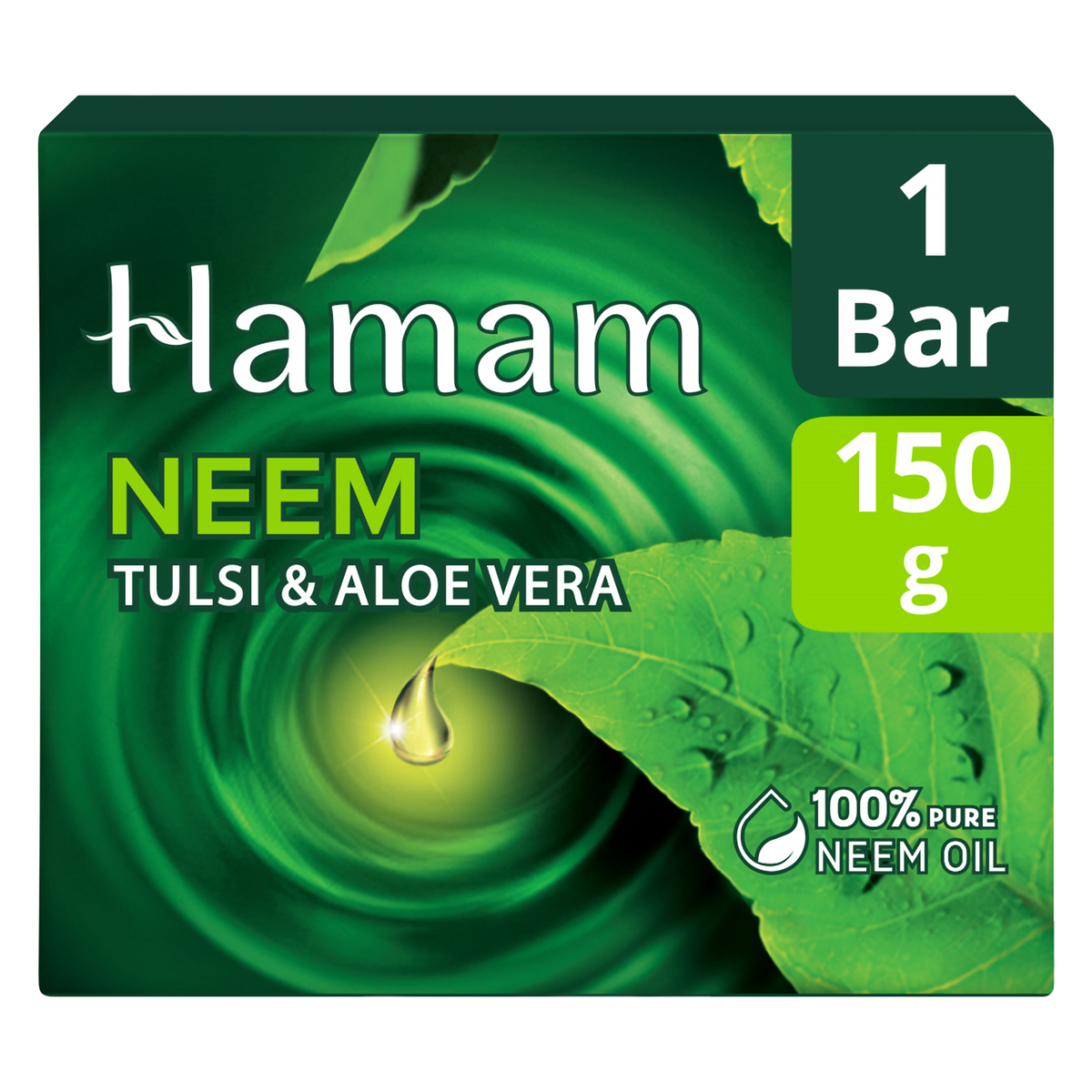Hamam Neem Tulsi & Aloevera Soap 150 gm | 100% Pure Neem Oil | Cleanses & Purifies Skin, Pack of 1 Hamam Neem Tulsi & Aloevera Soap 150 gm | 100% Pure Neem Oil | Cleanses & Purifies Skin, Pack of 1
