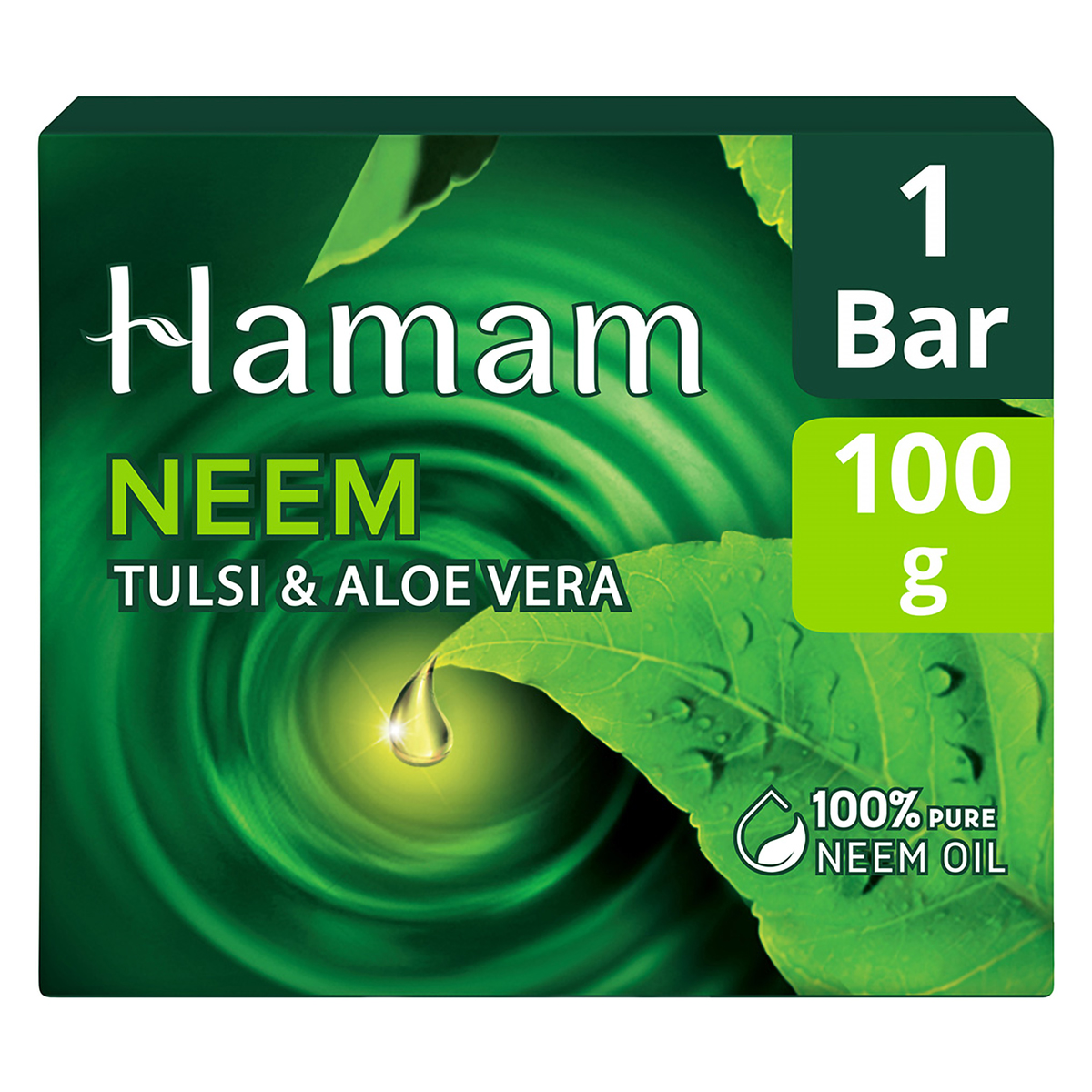 Hamam Neem Tulsi & Aloevera Soap 100 gm | 100% Pure Neem Oil | Cleanses & Purifies Skin, Pack of 1 Hamam Neem Tulsi & Aloevera Soap 100 gm | 100% Pure Neem Oil | Cleanses & Purifies Skin, Pack of 1