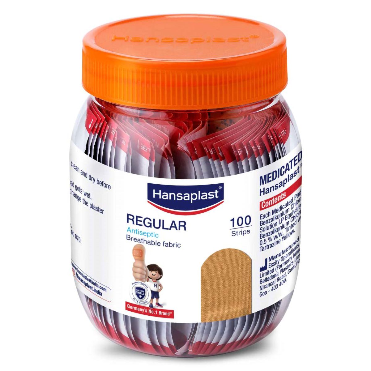 Hansaplast Regular Breathable Fabric Strips, 100 Count, Pack of 100 Hansaplast Regular Breathable Fabric Strips, 100 Count, Pack of 100