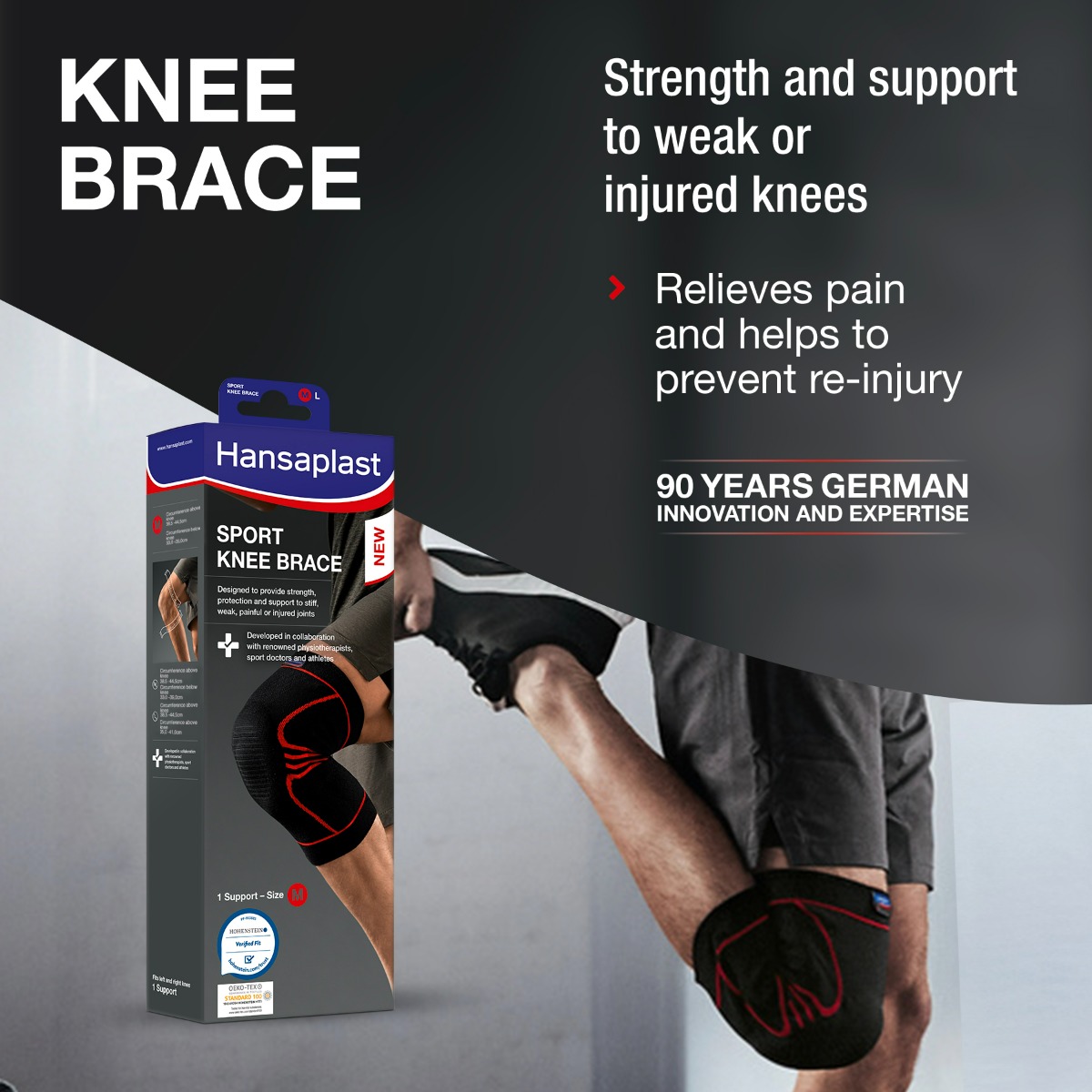 Hansaplast Sport Knee Brace Medium, 1 Count, Pack of 1 Hansaplast Sport Knee Brace Medium, 1 Count, Pack of 1