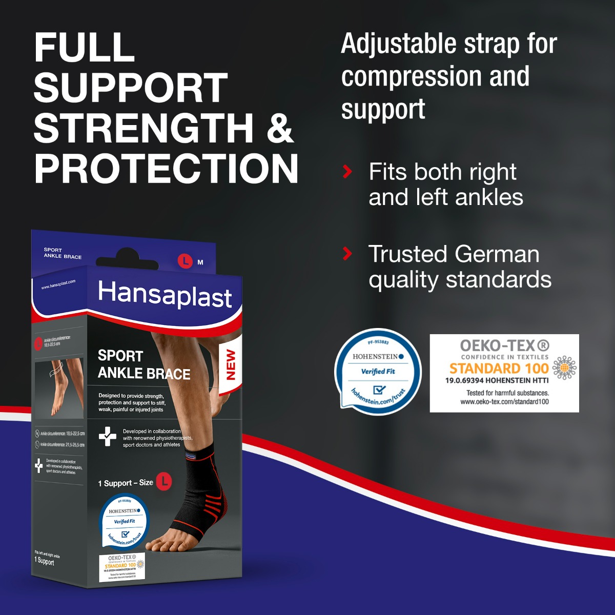Hansaplast Sport Ankle Brace Large, 1 Pair, Pack of 1 Hansaplast Sport Ankle Brace Large, 1 Pair, Pack of 1