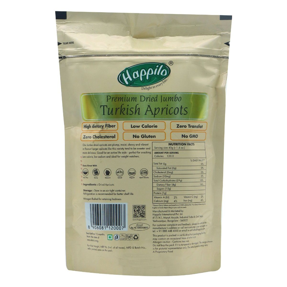 Happilo Premium Dried Turkish Apricots, 200 gm, Pack of 1 Happilo Premium Dried Turkish Apricots, 200 gm, Pack of 1