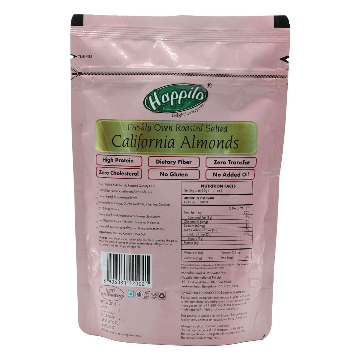 Happilo Premium Roasted Salted & Salted Californian Almonds, 200 gm, Pack of 1 Happilo Premium Roasted Salted & Salted Californian Almonds, 200 gm, Pack of 1