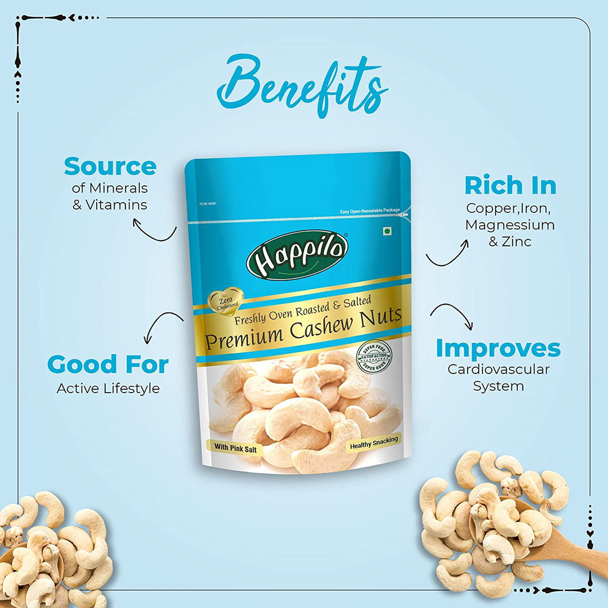 Happilo Premium Toasted & Salted Cashews, 200 gm, Pack of 1 Happilo Premium Toasted & Salted Cashews, 200 gm, Pack of 1