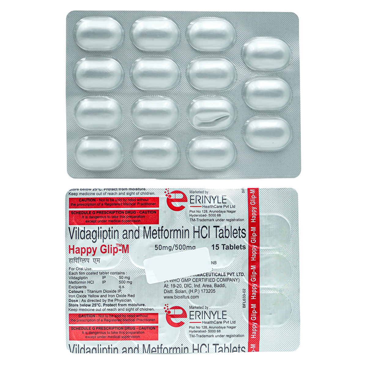 Happy Glip-M 50/500 mg Tablet 15's, Pack of 15 TabletS Happy Glip-M 50/500 mg Tablet 15's, Pack of 15 TabletS