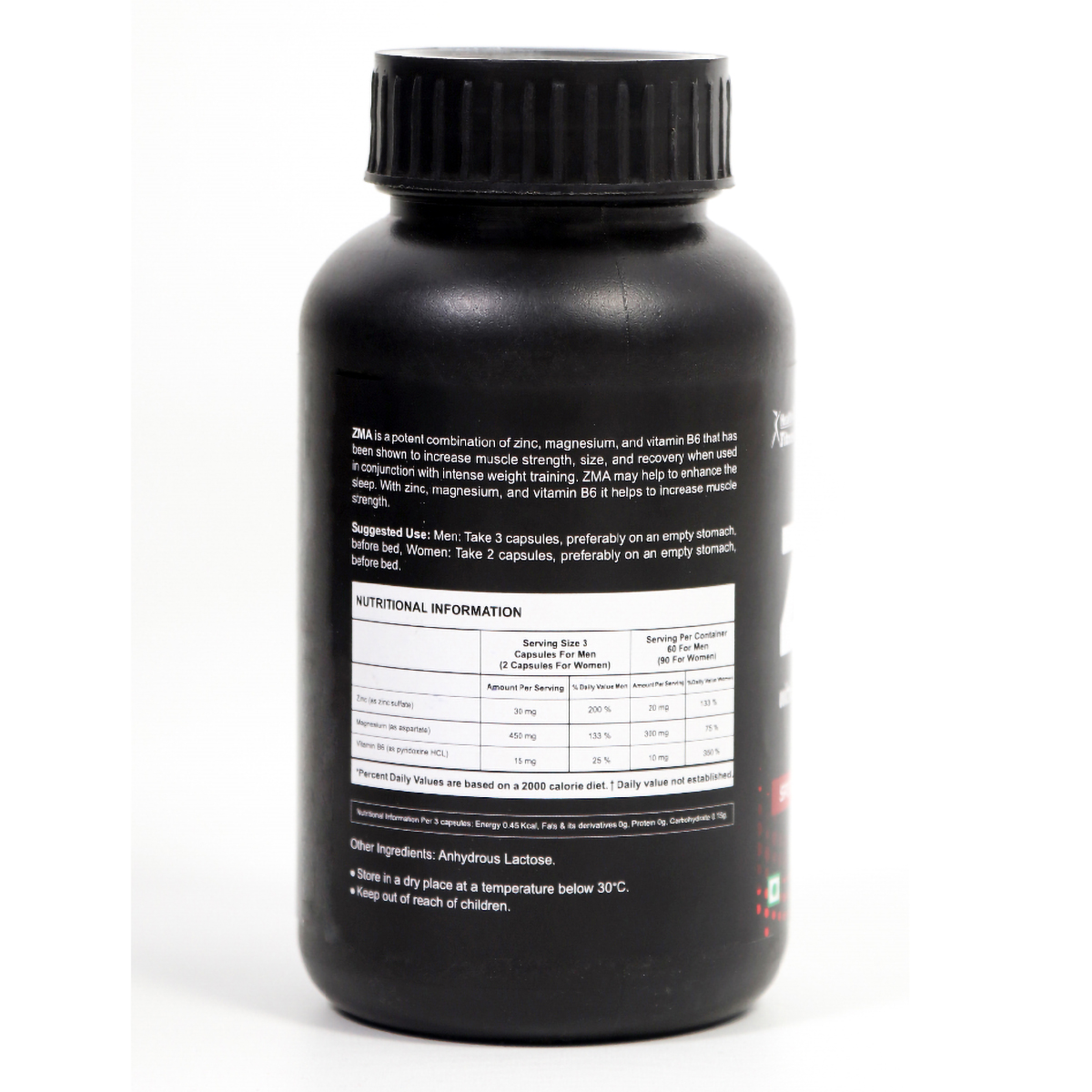 Healthvit ZMA ( Zinc, Magnesium, Vitamin B6), 90 Capsules, Pack of 1 Healthvit ZMA ( Zinc, Magnesium, Vitamin B6), 90 Capsules, Pack of 1