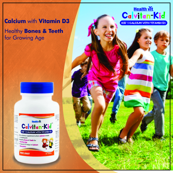 Healthvit Calvitan-Kid Calcium 150 mg & Vitamin D3 30 IU, 60 Tablets, Pack of 1 Healthvit Calvitan-Kid Calcium 150 mg & Vitamin D3 30 IU, 60 Tablets, Pack of 1