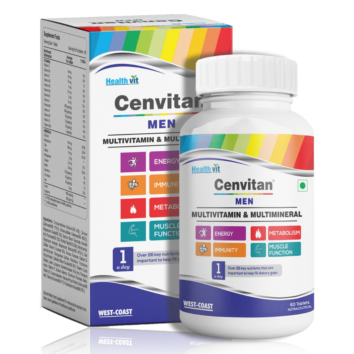 Healthvit Cenvitan Men Multivitamin & Multimineral, 60 Tablets, Pack of 1 Healthvit Cenvitan Men Multivitamin & Multimineral, 60 Tablets, Pack of 1
