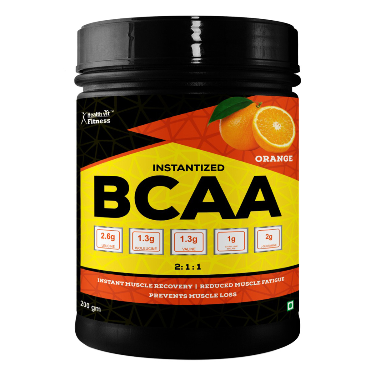 Healthvit Fitness 100% Micronized BCAA 5200mg 2:1:1 with L-Glutamine and Citrulline, 200 gm, Pack of 1 Healthvit Fitness 100% Micronized BCAA 5200mg 2:1:1 with L-Glutamine and Citrulline, 200 gm, Pack of 1