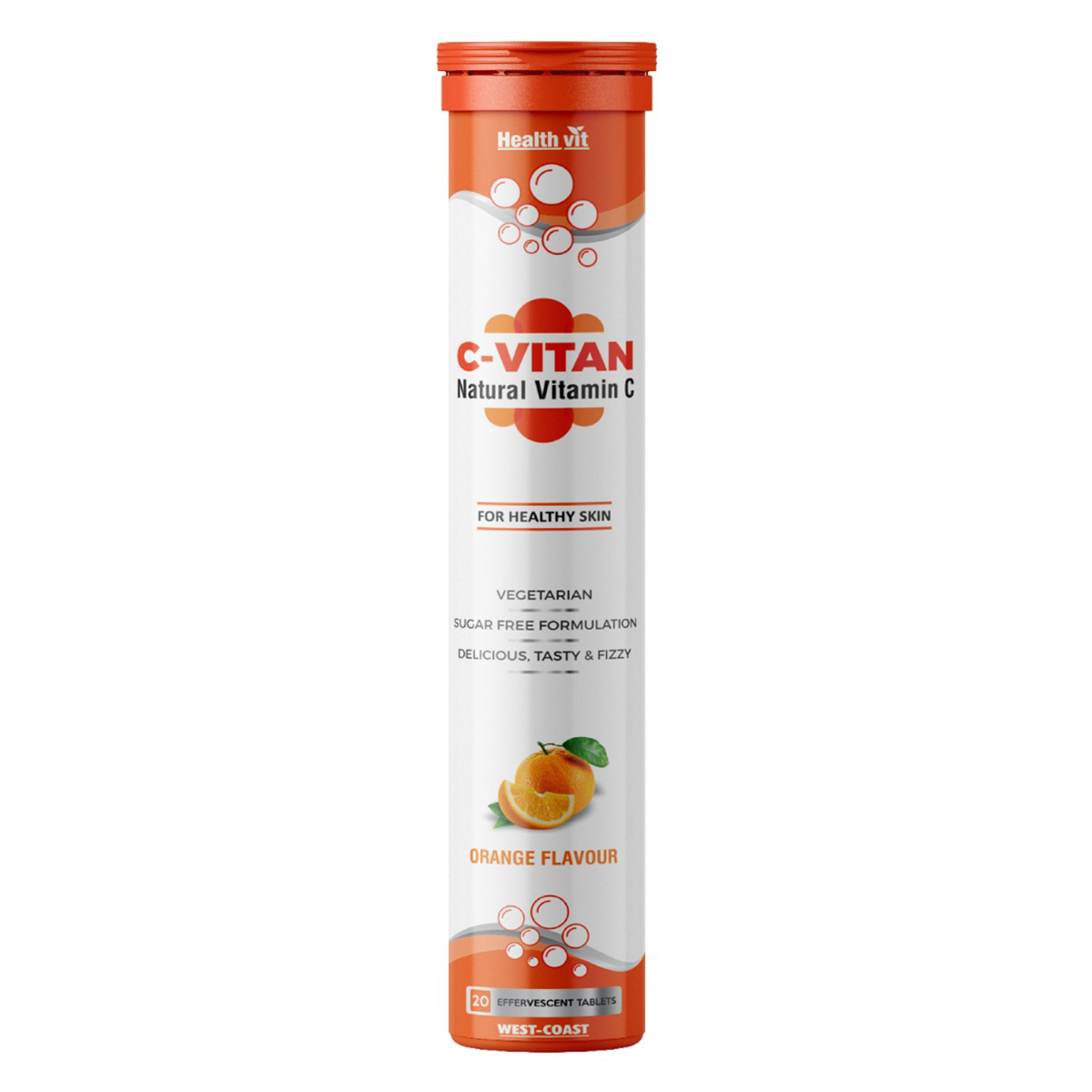 Healthvit C-Vitan Orange Flavour Effervescent, 20 Tablets, Pack of 1 Healthvit C-Vitan Orange Flavour Effervescent, 20 Tablets, Pack of 1