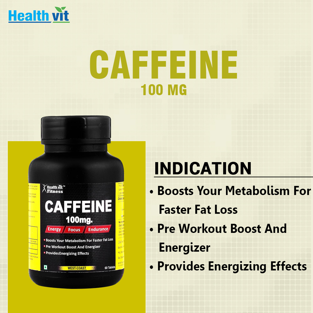 Healthvit Fitness Caffeine 100 mg, 60 Tablets, Pack of 1 Healthvit Fitness Caffeine 100 mg, 60 Tablets, Pack of 1