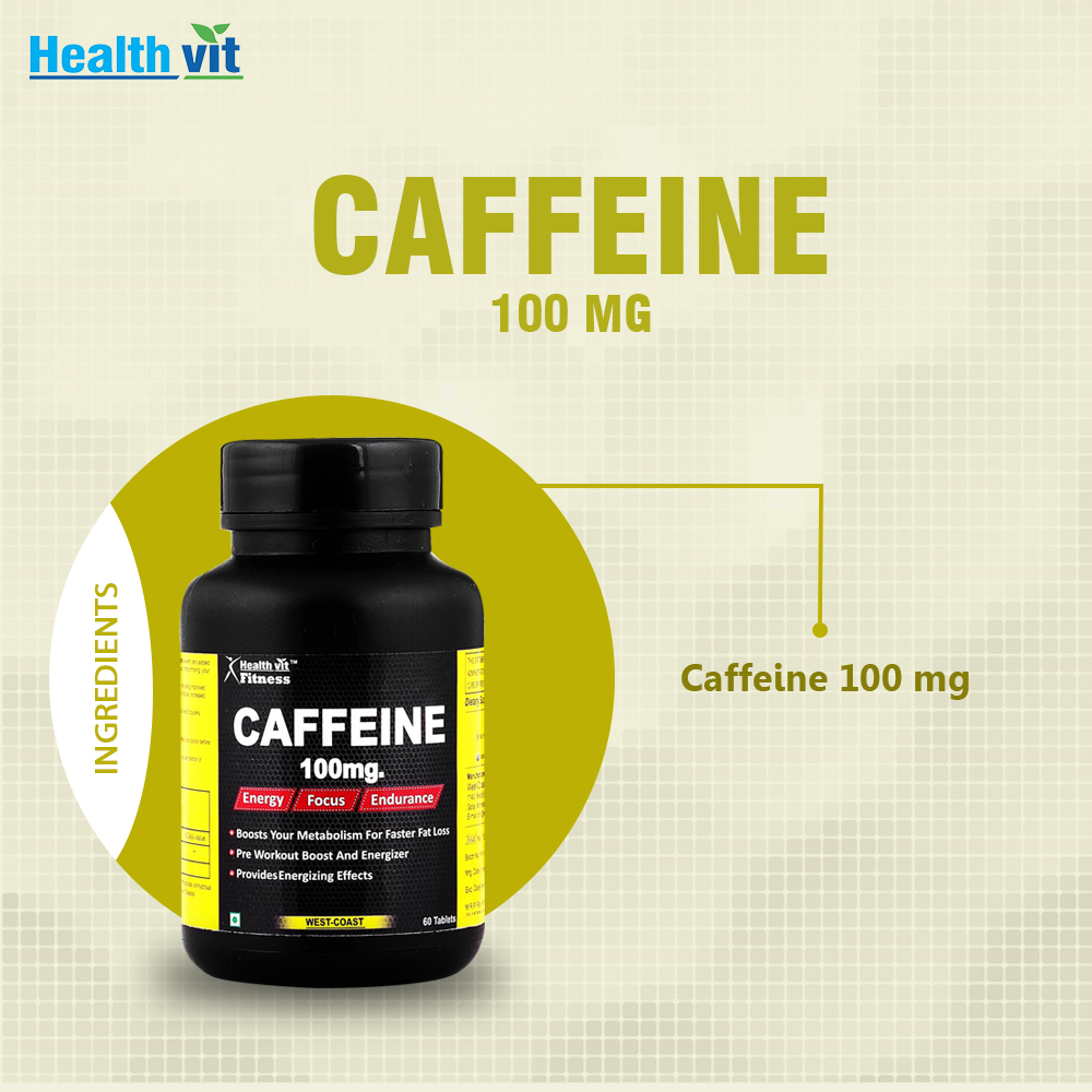 Healthvit Fitness Caffeine 100 mg, 60 Tablets, Pack of 1 Healthvit Fitness Caffeine 100 mg, 60 Tablets, Pack of 1