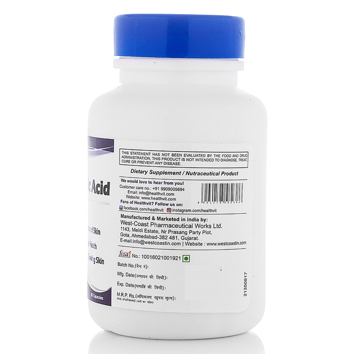 Healthvit Alpha Lipoic Acid 300mg, 60 Capsules Price, Uses, Side