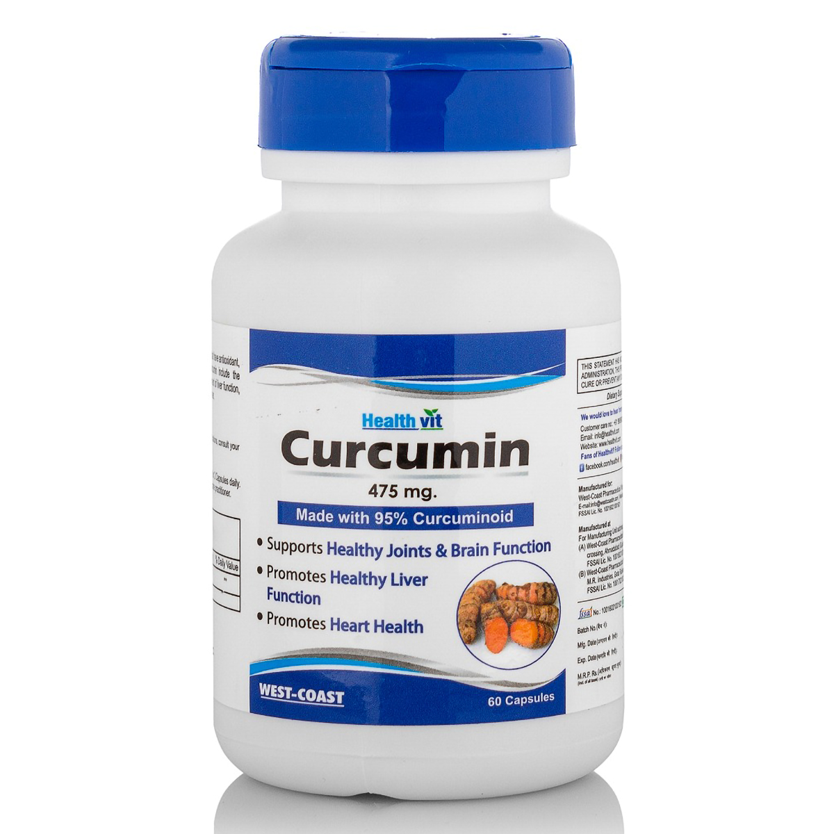 Healthvit Curcumin 475 mg, 60 Capsules, Pack of 1 Healthvit Curcumin 475 mg, 60 Capsules, Pack of 1