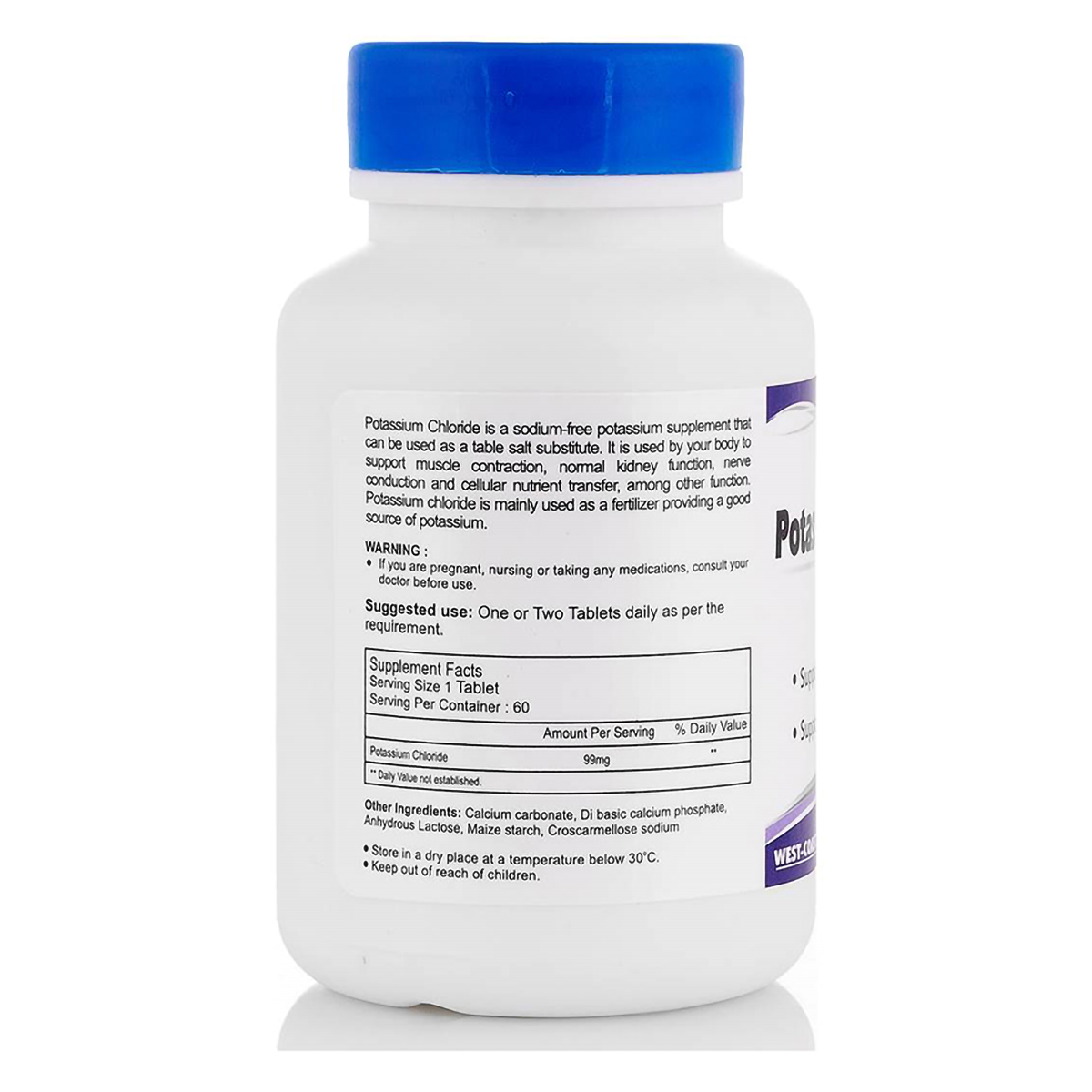 Healthvit Potassium Chloride 99 mg, 60 Tablets, Pack of 1 Healthvit Potassium Chloride 99 mg, 60 Tablets, Pack of 1