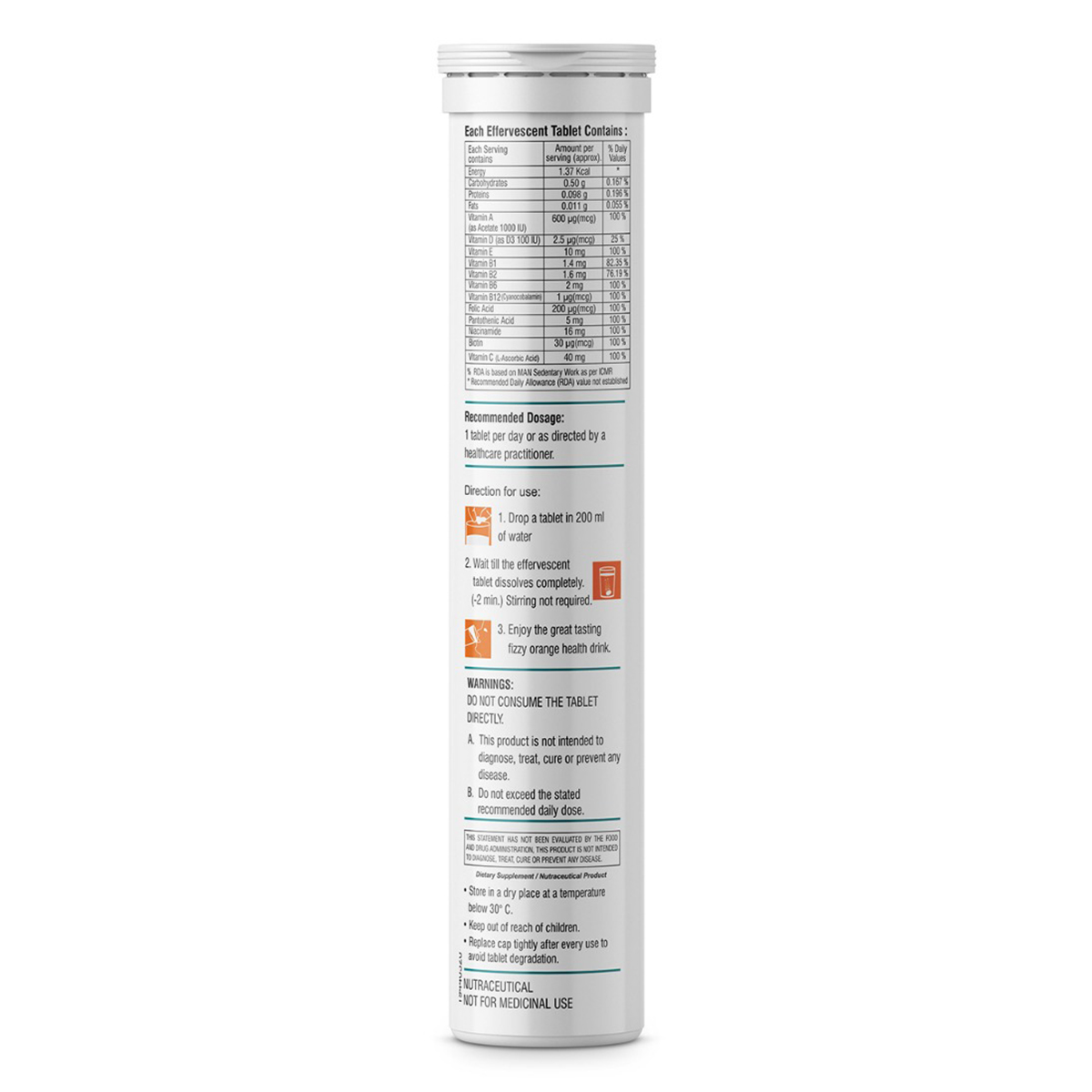 Healthvit Multivitamin Sugar Free Orange Flavour Effervescent, 20 Tablets, Pack of 1 Healthvit Multivitamin Sugar Free Orange Flavour Effervescent, 20 Tablets, Pack of 1