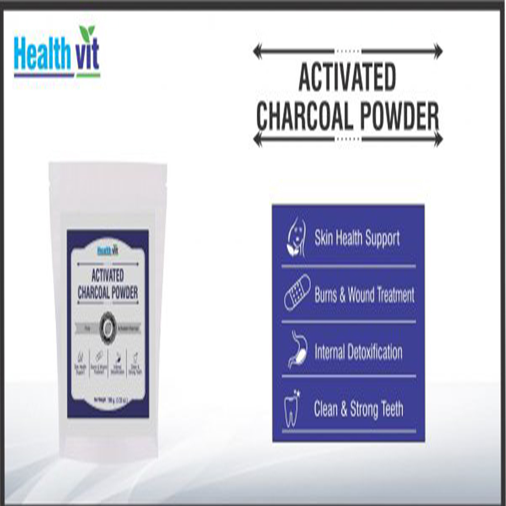 Healthvit Activated Charcoal Powder 100 gm | Pure Activated Charcoal | Support Skin Health | Treats Burn & Wound | For Internal Detoxifiaction | Teeth Whitening Charcoal Powder For Strong & Clean Teeth, Pack of 1 Healthvit Activated Charcoal Powder 100 gm | Pure Activated Charcoal | Support Skin Health | Treats Burn & Wound | For Internal Detoxifiaction | Teeth Whitening Charcoal Powder For Strong & Clean Teeth, Pack of 1