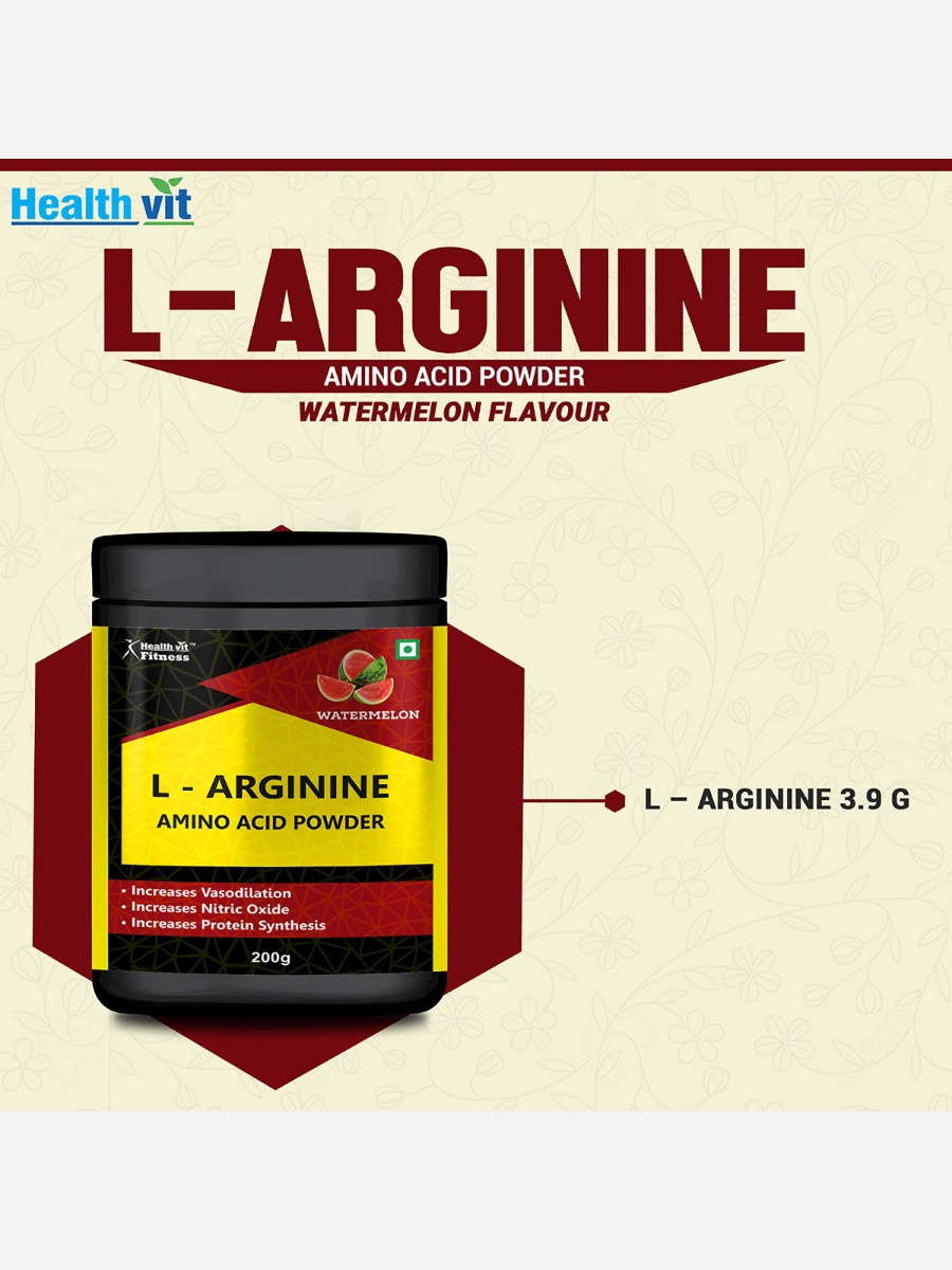 Healthvit L-Arginine Amino acid Watermelon Powder, 200 gm, Pack of 1 Healthvit L-Arginine Amino acid Watermelon Powder, 200 gm, Pack of 1
