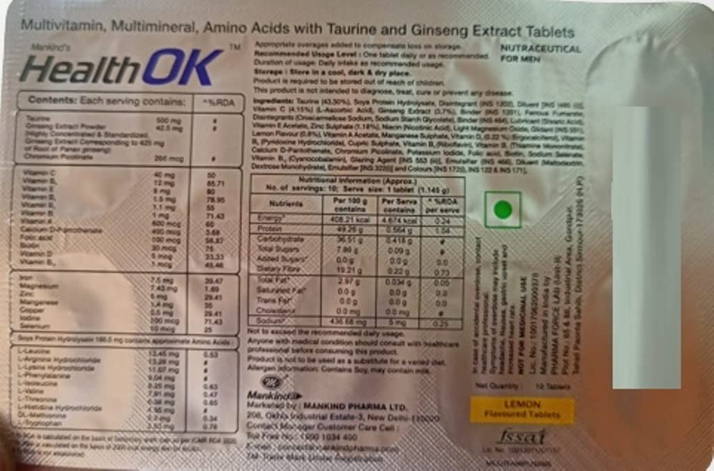 Health OK Multivitamin & Multimineral, 10 Tablets, Pack of 10 Health OK Multivitamin & Multimineral, 10 Tablets, Pack of 10