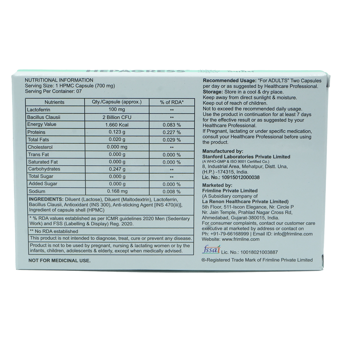 Hepagress Capsule 7's, Pack of 7 CapsuleS Hepagress Capsule 7's, Pack of 7 CapsuleS