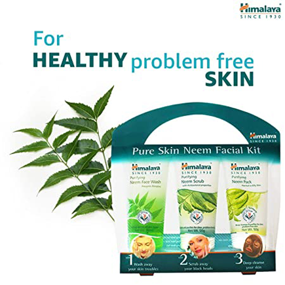 Himalaya Pure Skin Neem Facial Kit 1 Count | Cleanses, Exfoliates & Purifies |For Problem Free, Healthy Skin, Pack of 1 Himalaya Pure Skin Neem Facial Kit 1 Count | Cleanses, Exfoliates & Purifies |For Problem Free, Healthy Skin, Pack of 1