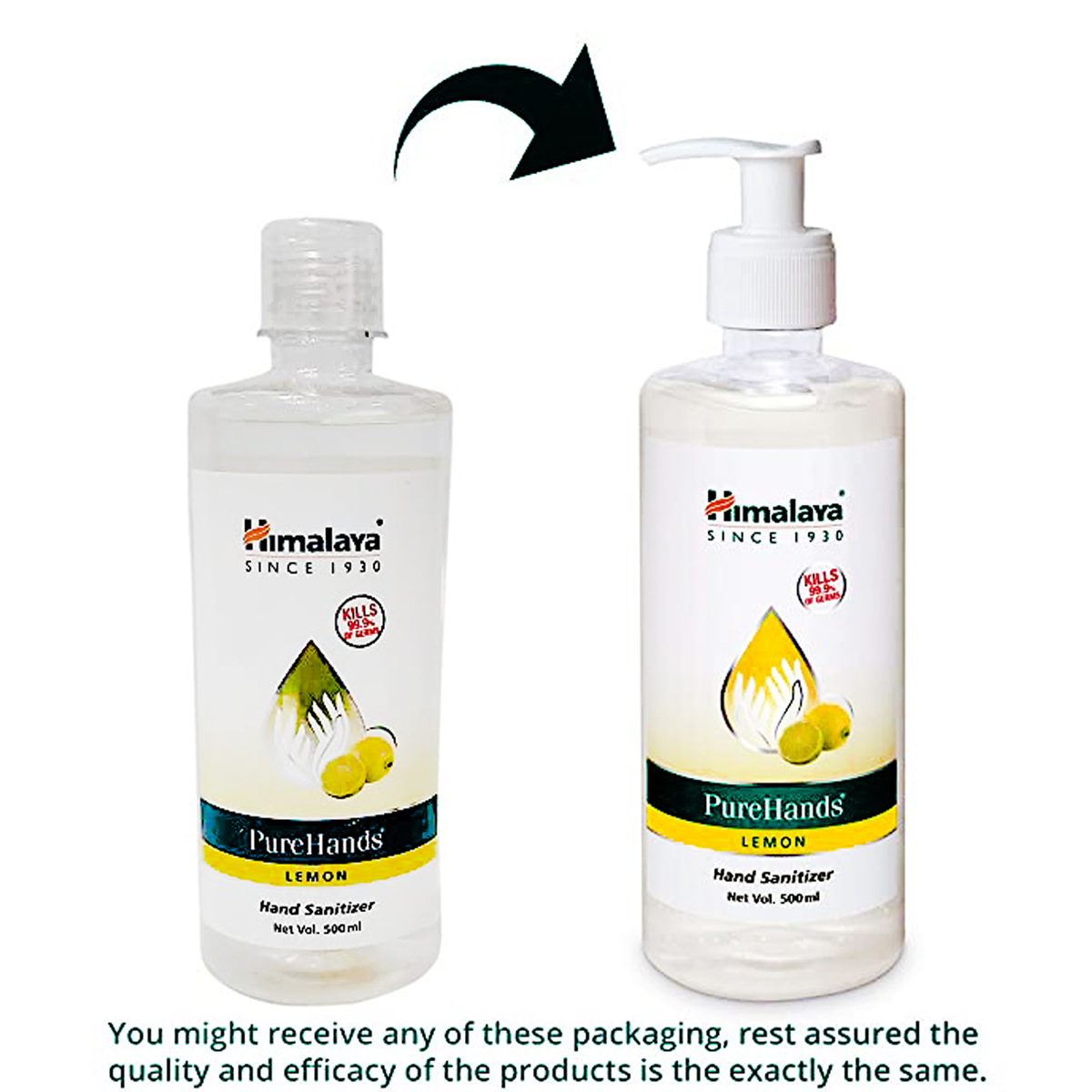 Himalaya Pure Hands Lemon Flavour Hand Sanitizer 500 ml | KillS 99.9% Of Germs, Pack of 1 Himalaya Pure Hands Lemon Flavour Hand Sanitizer 500 ml | KillS 99.9% Of Germs, Pack of 1