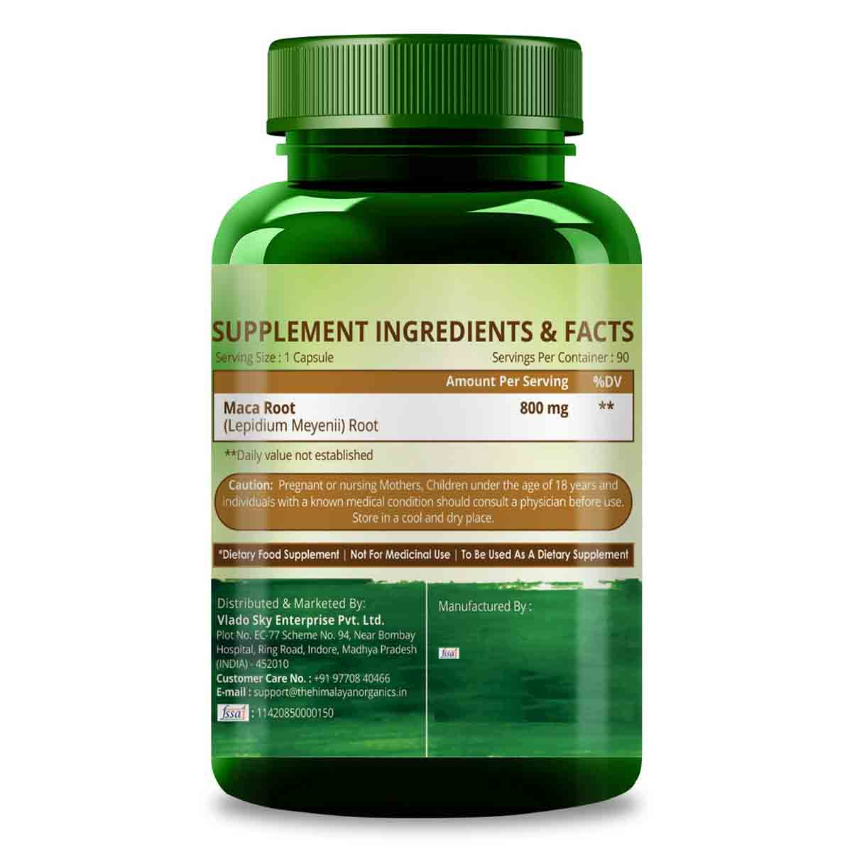 Vlado's Himalayan Organics Maca Root 800 mg, 90 Capsules, Pack of 1 Vlado's Himalayan Organics Maca Root 800 mg, 90 Capsules, Pack of 1