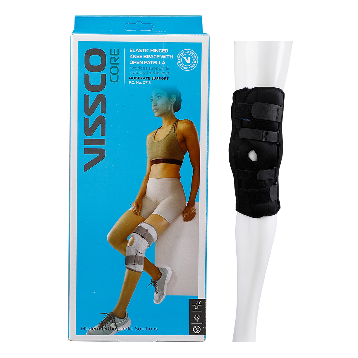 Vissco Hinged Elastic Support With Patella Opening, Large, 1 Count, Pack of 1 Vissco Hinged Elastic Support With Patella Opening, Large, 1 Count, Pack of 1