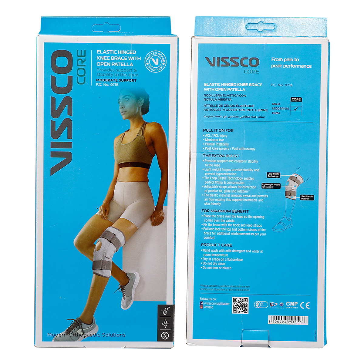 Vissco Hinged Elastic Support With Patella Opening, Large, 1 Count, Pack of 1 Vissco Hinged Elastic Support With Patella Opening, Large, 1 Count, Pack of 1