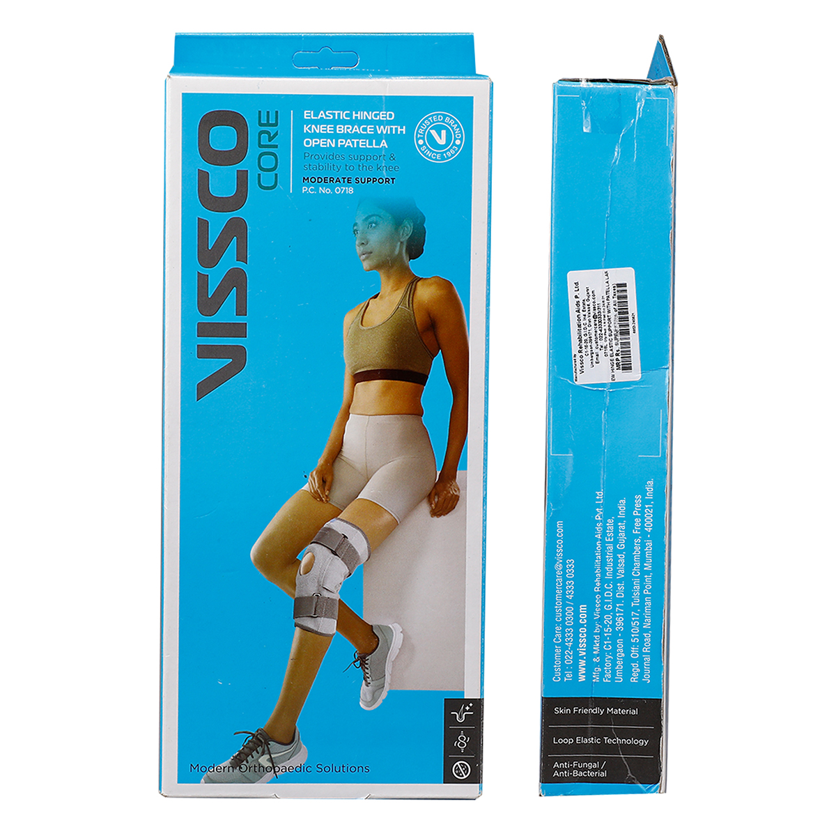 Vissco Hinged Elastic Support With Patella Opening, Large, 1 Count, Pack of 1 Vissco Hinged Elastic Support With Patella Opening, Large, 1 Count, Pack of 1