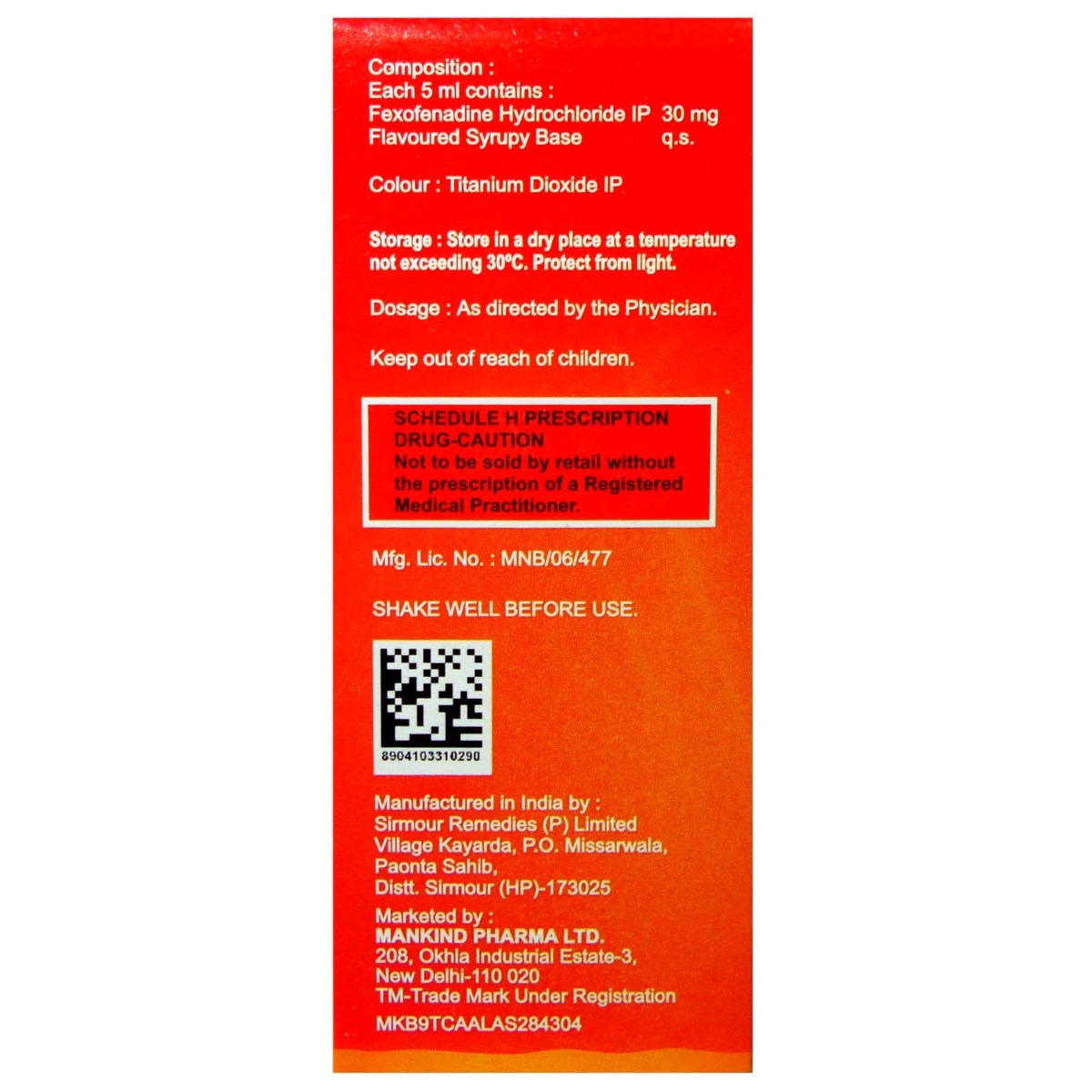 Histafree Suspension 60 ml, Pack of 1 SUSPENSION Histafree Suspension 60 ml, Pack of 1 SUSPENSION