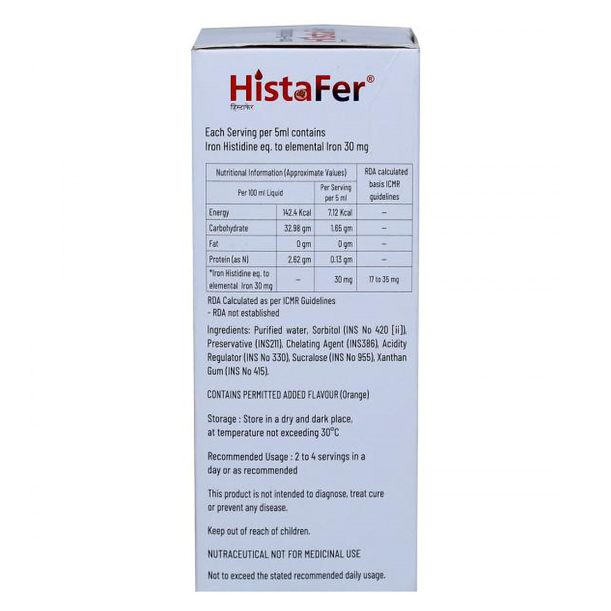 Histafer 30 mg Orange Flavour Liquid 200 ml, Pack of 1 Liquid Histafer 30 mg Orange Flavour Liquid 200 ml, Pack of 1 Liquid