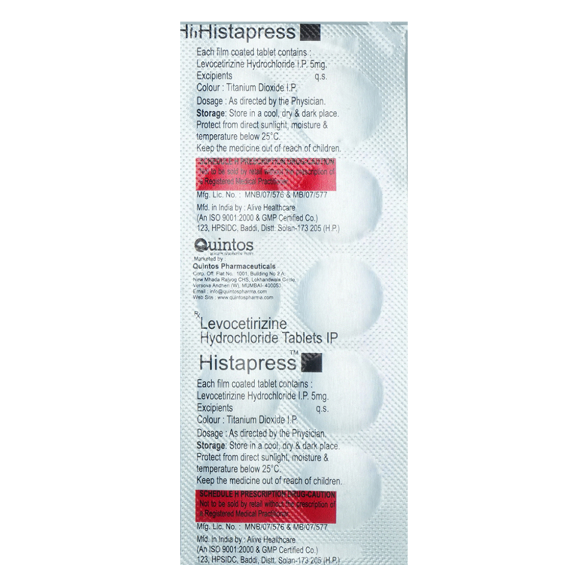 Histapress Tablet 10's, Pack of 10 TabletS Histapress Tablet 10's, Pack of 10 TabletS