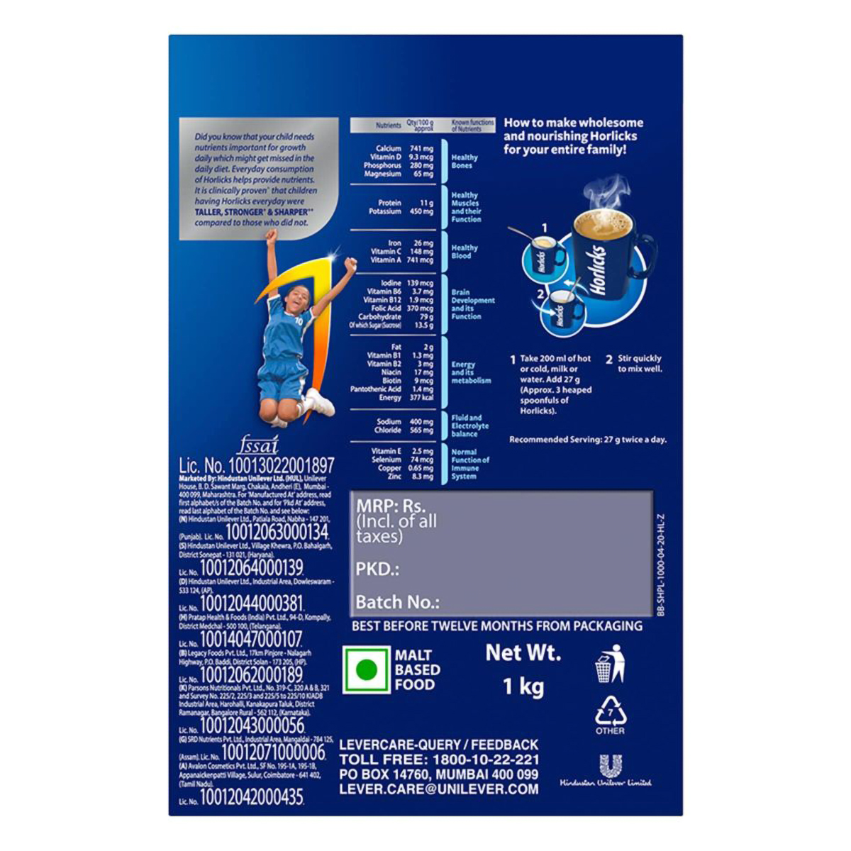 Horlicks Classic Malt Flavour Nutrition Drink Powder 1 kg Refill Pack | Support Immunity | Improves Bone & Muscle Health | Healthy Weight Gain, Pack of 1 Horlicks Classic Malt Flavour Nutrition Drink Powder 1 kg Refill Pack | Support Immunity | Improves Bone & Muscle Health | Healthy Weight Gain, Pack of 1