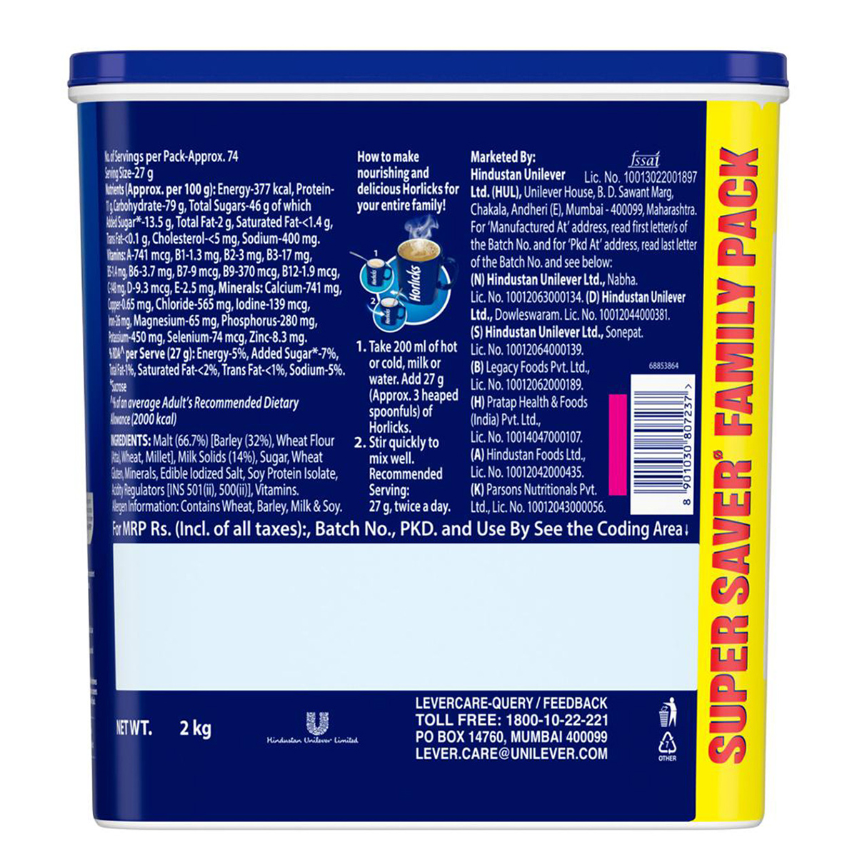 Horlicks Classic Malt Flavour Nutrition Drink Powder 2 kg | Support Immunity | Improves Bone & Muscle Health | Healthy Weight Gain, Pack of 1 Horlicks Classic Malt Flavour Nutrition Drink Powder 2 kg | Support Immunity | Improves Bone & Muscle Health | Healthy Weight Gain, Pack of 1