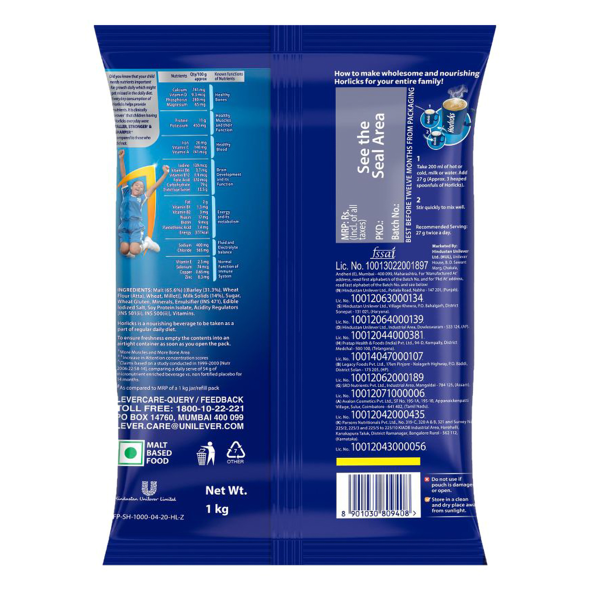 Horlicks Classic Malt Nutrition Drink Powder, 1 Kg Refill Pack, Pack of 1 Horlicks Classic Malt Nutrition Drink Powder, 1 Kg Refill Pack, Pack of 1