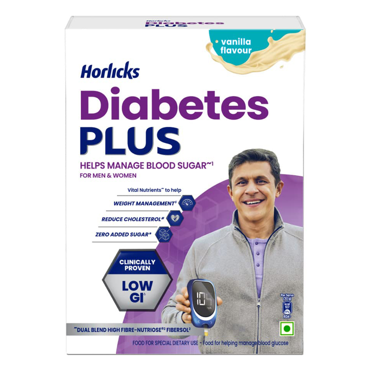Horlicks Diabetes Plus Vanilla Flavour Nutrition Powder 400 gm | Helps Manage Blood Sugar | Weight Management, Pack of 1