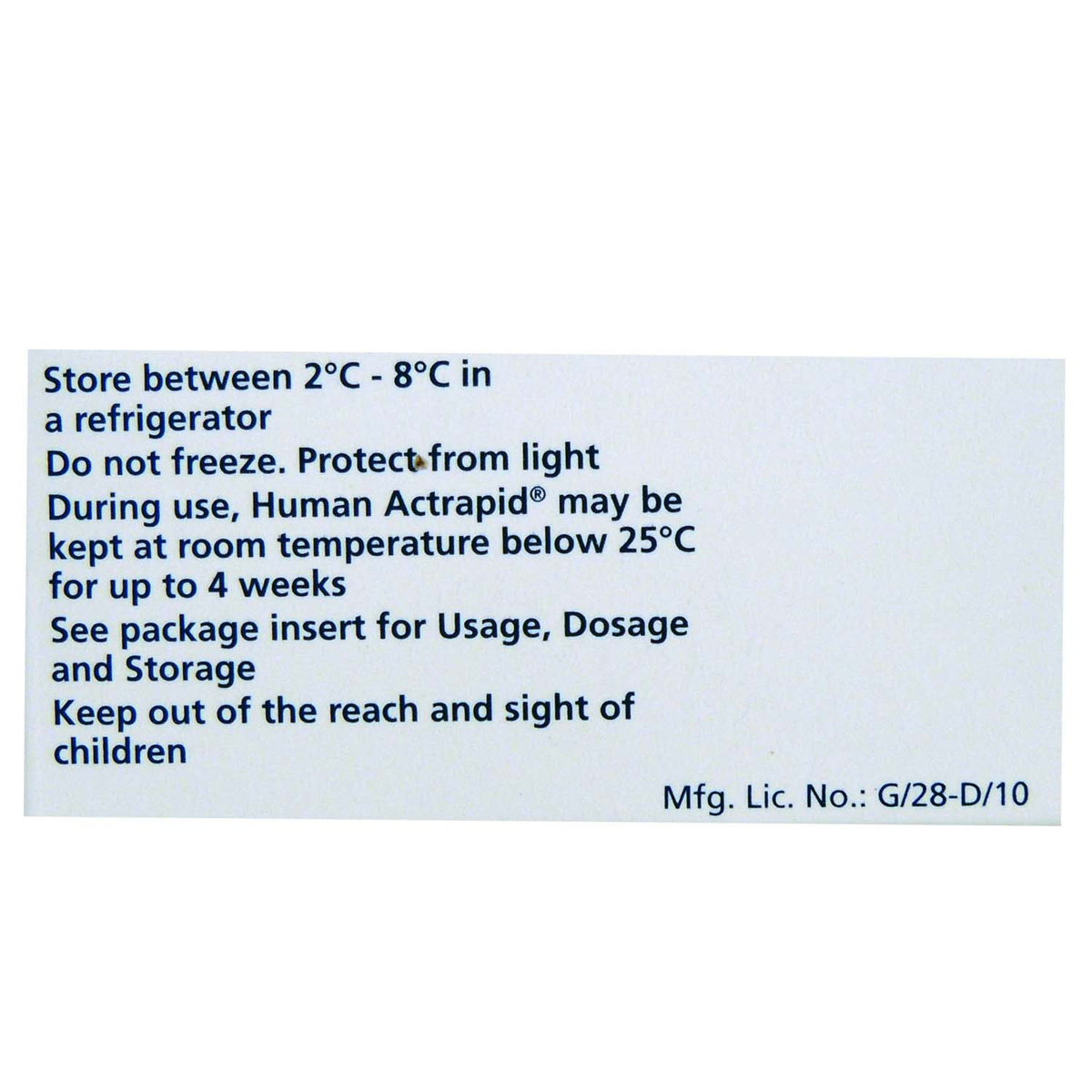 Human Actrapid 40IU/ml Solution for Injection 10 ml, Pack of 1 INJECTION Human Actrapid 40IU/ml Solution for Injection 10 ml, Pack of 1 INJECTION