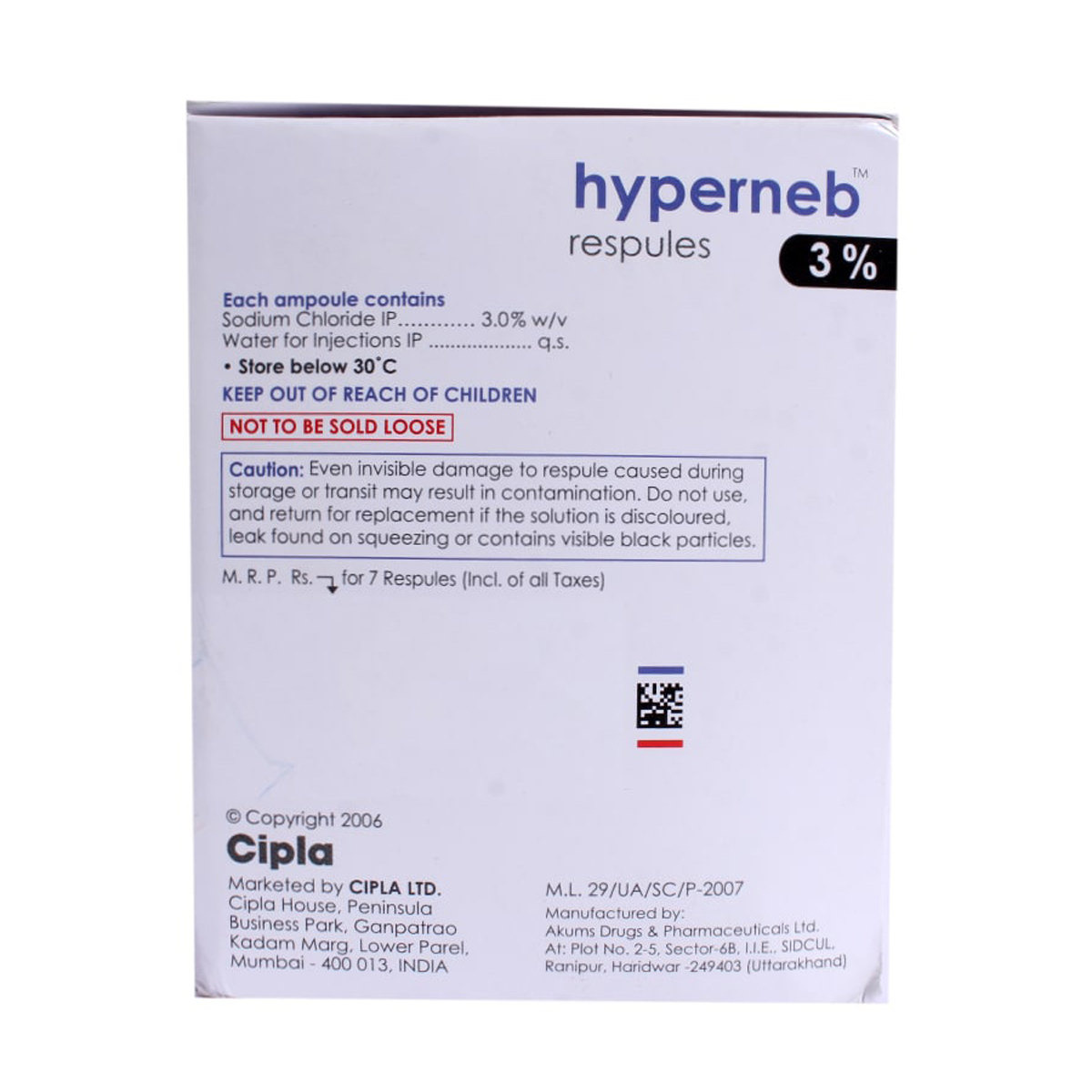 Hyperneb 3% Respules 7 x 4 ml, Pack of 7 RESPULESS Hyperneb 3% Respules 7 x 4 ml, Pack of 7 RESPULESS