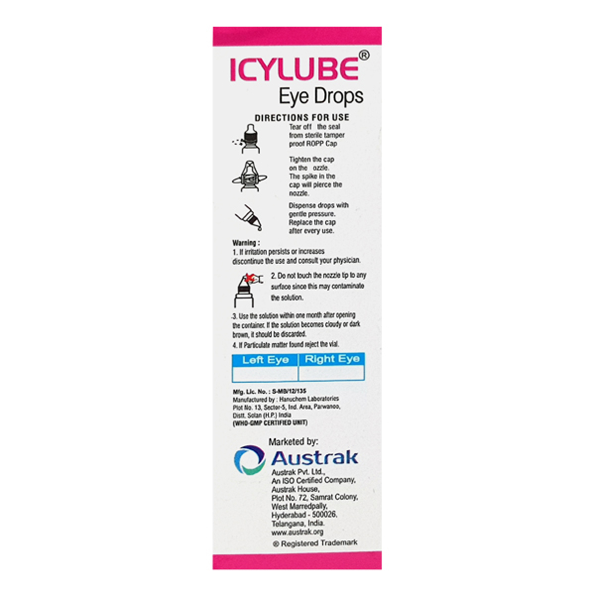 Icylube Eye Drops 10 ml, Pack of 1 EYE DROPS Icylube Eye Drops 10 ml, Pack of 1 EYE DROPS
